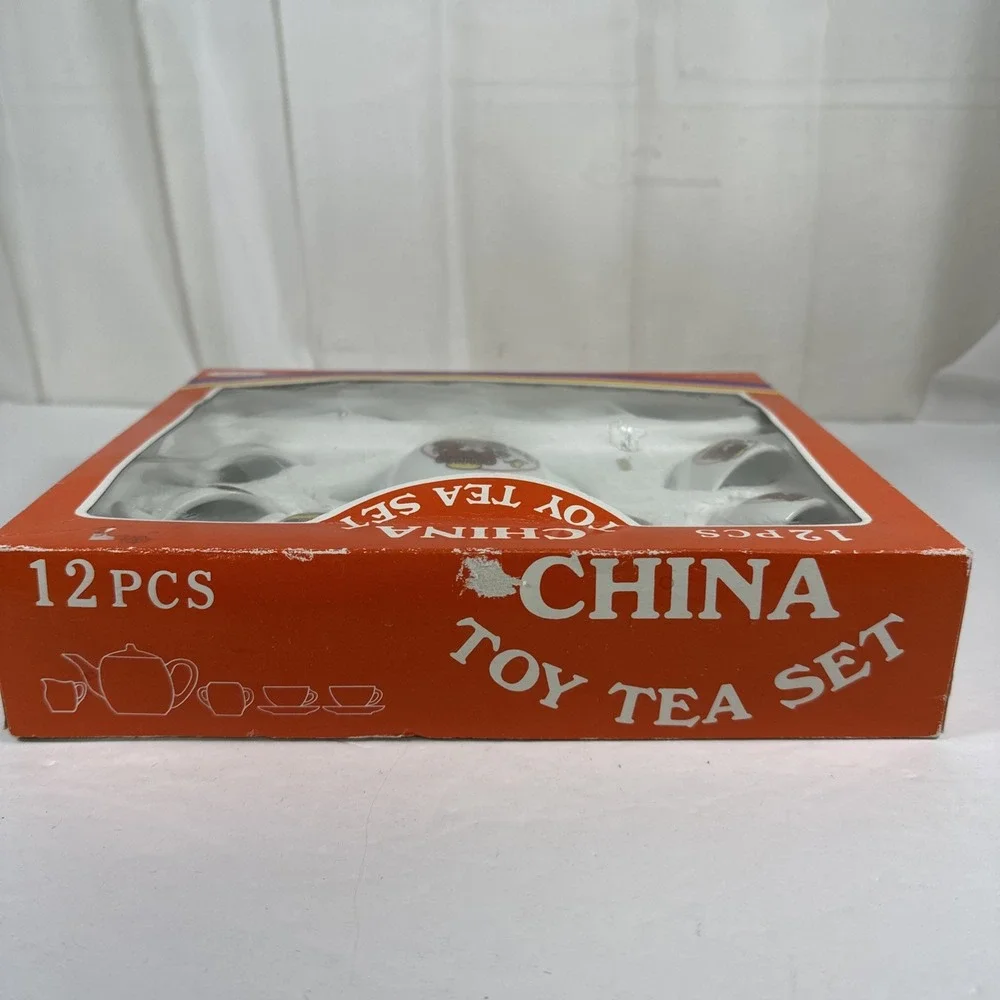 Vintage 1970's Childs Porcelain Jaymar Teddy Bear Tea Set 12 pc.